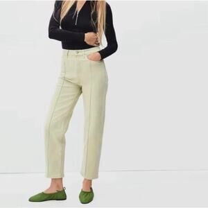 Everlane The Way High Jeans in Light Green Size 25 Cotton Denim Straight Leg